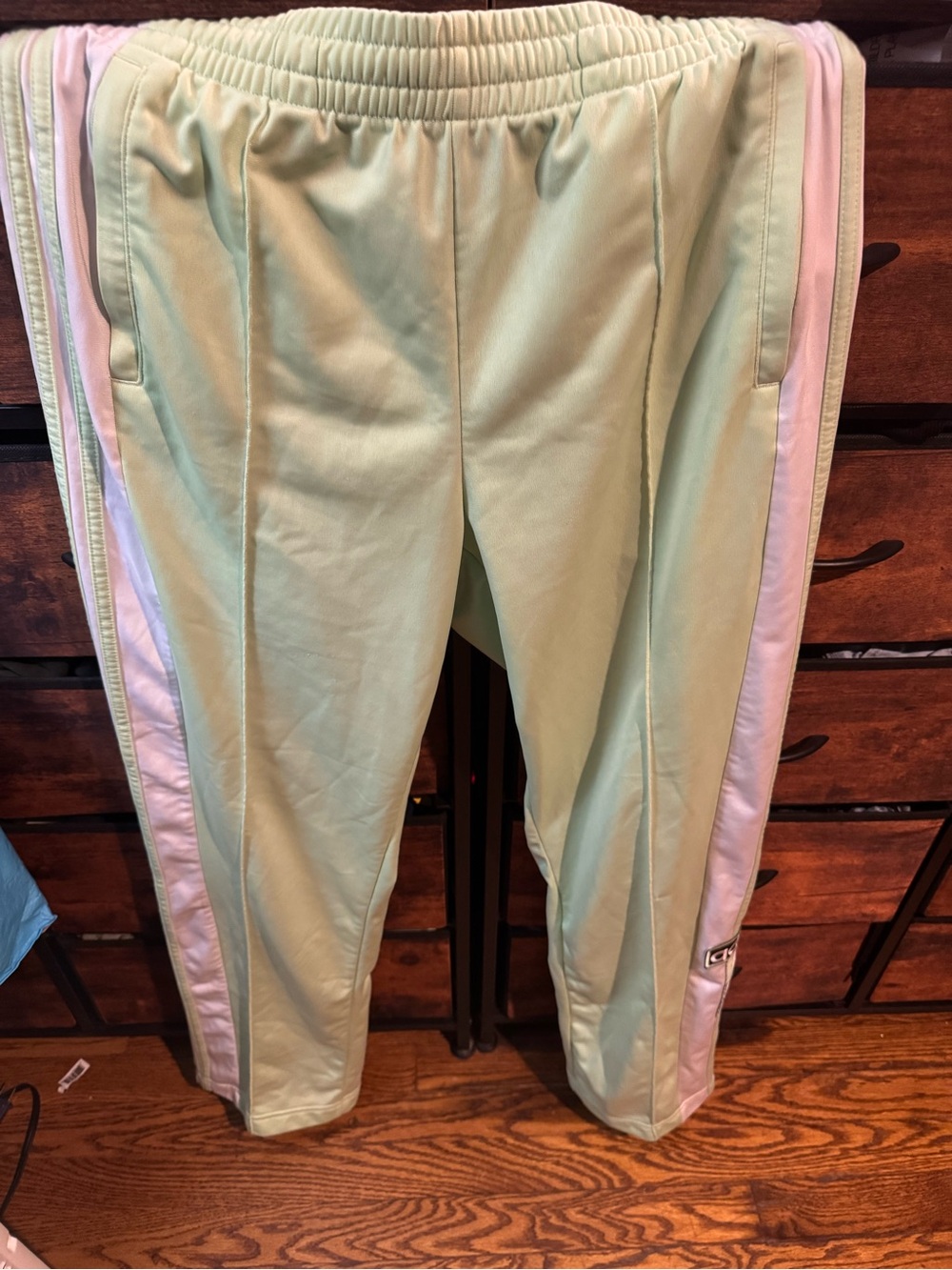 Womens Mint Green Track Pants with White Side Stripes
